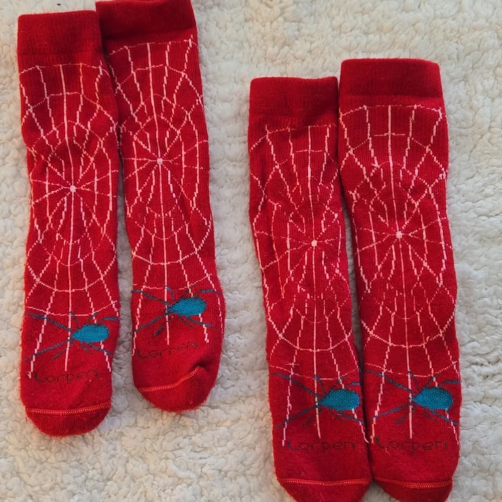 Lorpen Kids Red Spiderweb Knee-High Ski Socks Size Medium